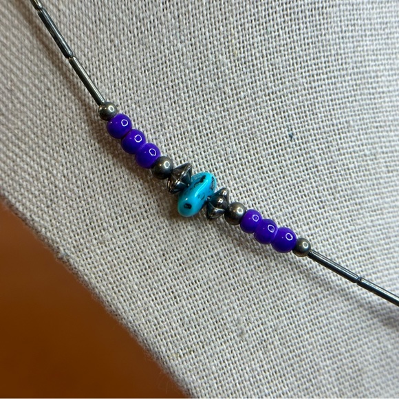 Vintage Southwestern Genuine Turquoise Gemstone Beaded Liquid Silver Set - Picture 6 of 6